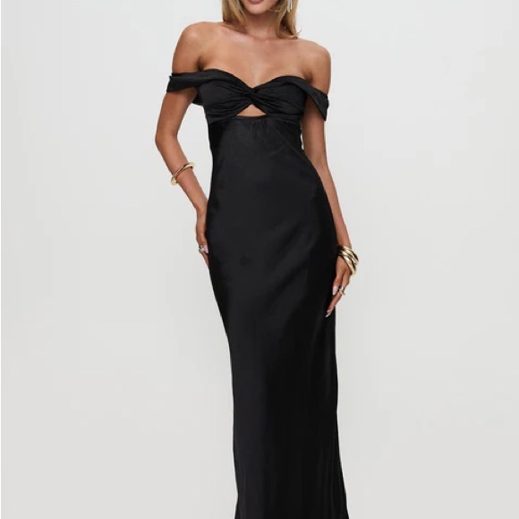 Princess Polly Rava Off The Shoulder Maxi Dress Black - Picture 1 of 13